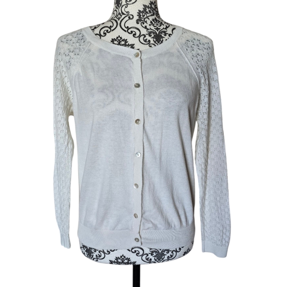 Pink Martini lightweight cream cardigan size large